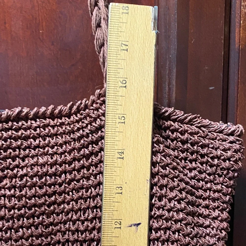 Jacqueline Ferrar vintage Brown paper straw Woven double handle Tote Bag